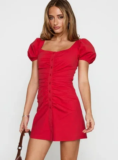 Princess Polly Back To Paris Ruched Mini Dress In Red