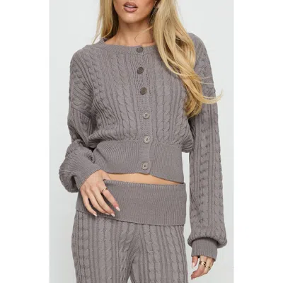 Princess Polly Baleigh Cable Stitch Cardigan In Gray