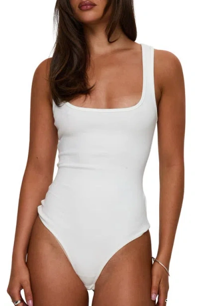 Princess Polly Baseline Cotton Blend Rib Bodysuit In White