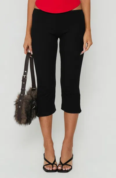 Princess Polly Baseline Rib Capri Pants In Black