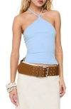 Princess Polly Baseline Rib Halter Top In Blue