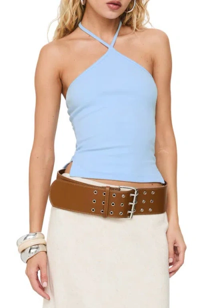 Princess Polly Baseline Rib Halter Top In Blue