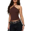 Princess Polly Baseline Rib Halter Top In Brown