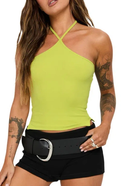 Princess Polly Baseline Rib Halter Top In Green