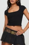Princess Polly Baseline Square Neck Cap Sleeve Crop Top