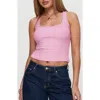 Princess Polly Baseline Square Neck Crop Rib Tank In Pink