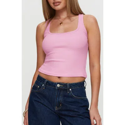 Princess Polly Baseline Square Neck Crop Rib Tank In Pink