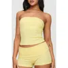 Princess Polly Baseline Strapless Rib Stretch Cotton Top In Yellow