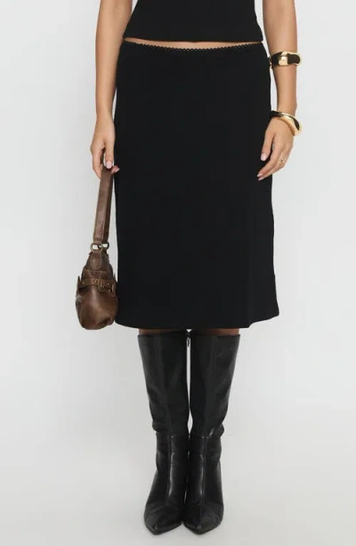 Princess Polly Baseline Stretch Recycled Cotton Rib Midi Skirt In Black