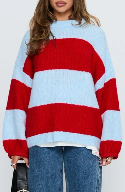 Princess Polly Bastien Stripe Oversize Sweater In Blue