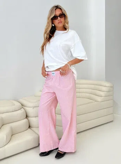 Princess Polly Beach House Pants Pink/white In Pink / White