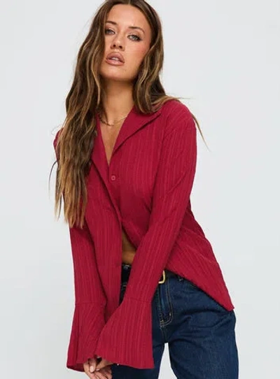 Princess Polly Beatris Bell Sleeve Shirt In Red