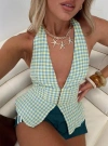Princess Polly Becci Gingham Halter Peplum Top