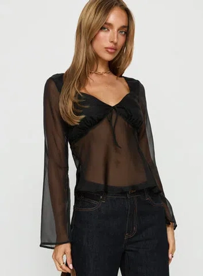 Princess Polly Beecher Sheer Long Sleeve Top In Black