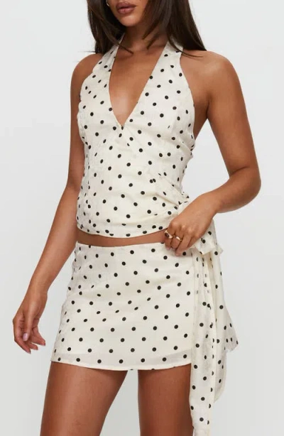 Princess Polly Beffanie Polka Dot Halter Top & Skort Set In White