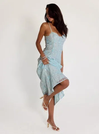 Princess Polly Believe In Love Embroidered Maxi Dress In Blue
