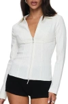 Princess Polly Bellar Pinstripe Zip Front Cotton Blend Top In White