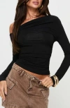 Princess Polly Beller One-shoulder Crop Top In Black
