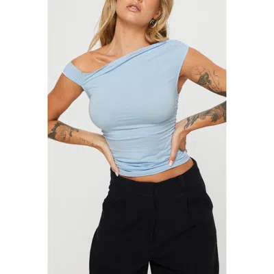 Princess Polly Beller One-shoulder Crop Top In Blue
