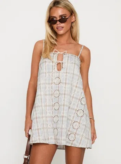 Princess Polly Belong Together Tie Front Embroidered Mini Shift Dress In Blue