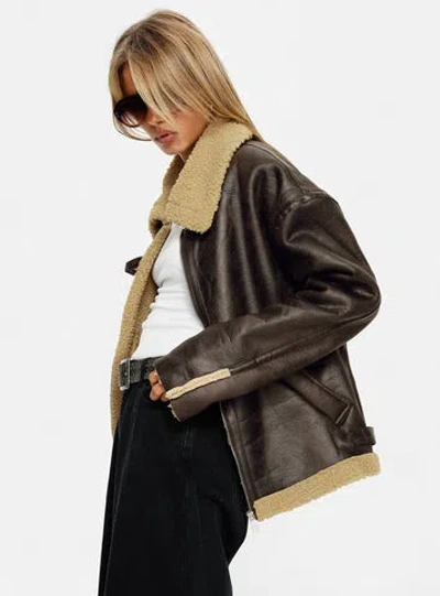 Princess Polly Benetta Collared Jacket In Brown