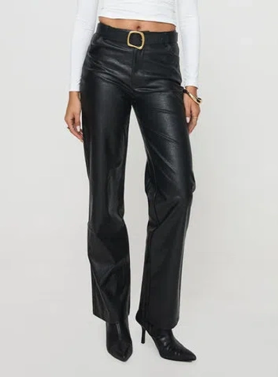 Princess Polly Benner Low Waist Wide Leg Faux Leather Pants