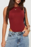 Princess Polly Beresford Scoop Back Bodysuit In Dark Red