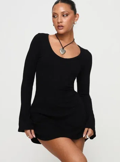 Princess Polly Best Interest Long Sleeve Mini Dress In Black