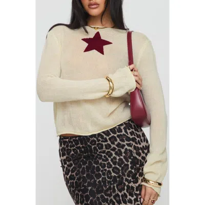 Princess Polly Big Star Boat Neck Sweater In Neutral