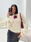 Princess Polly Big Star Knit Sweater In Cream