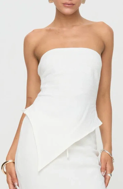 Princess Polly Birdie Asymmetric Strapless Linen Blend Top In White