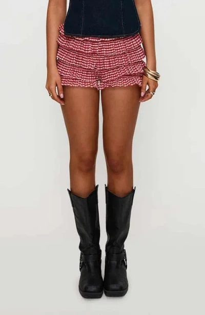 Princess Polly Biscotti Gingham Ruffle Bloomer Shorts In Red