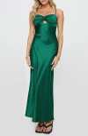 Princess Polly Blackthorn Satin Maxi Dress In Green