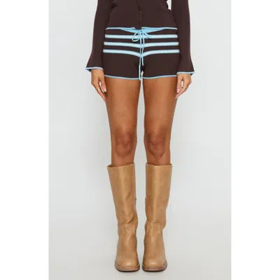 Princess Polly Blaiza Low Rise Knit Shorts In Brown