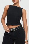 Princess Polly Bleeker Boat Neck Crop Tank In Black