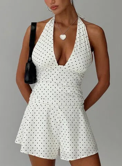 Princess Polly Blushing Babe Halter Playsuit In White Polka