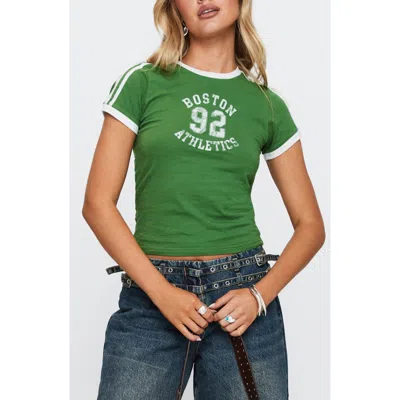 Princess Polly Boston Athletics Cotton Ringer T-shirt In Green