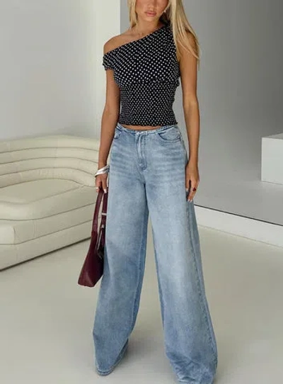 Princess Polly Bowe Wide Leg Jeans In Blue