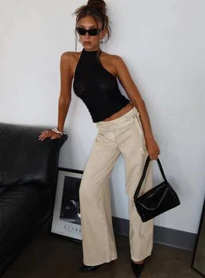 Princess Polly Boxie Mid Rise Wide Leg Jeans In Neutral