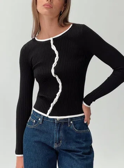 Princess Polly Bring Me Closer Button Up Long Sleeve Top In Black / White