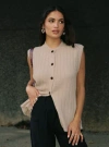 Princess Polly Brookvale Button Up Knit Vest In Beige