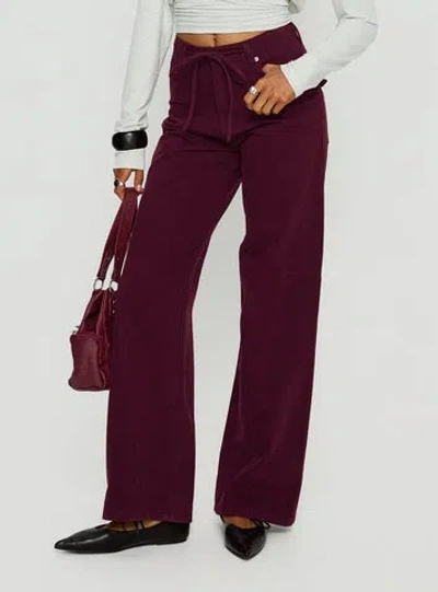 Princess Polly Bruiser Tie Waist Mid Rise Wide Leg Jeans In Purple