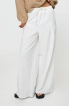 Princess Polly Brunie Pull-on Wide Leg Cotton & Linen Pants