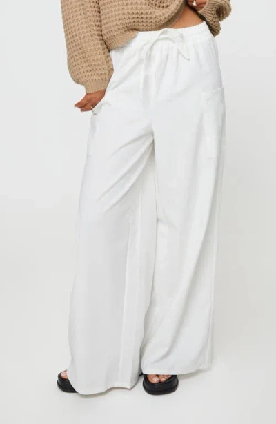 Princess Polly Brunie Pull-on Wide Leg Cotton & Linen Pants