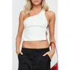 Princess Polly Buckled Down One Shoulder Top In White