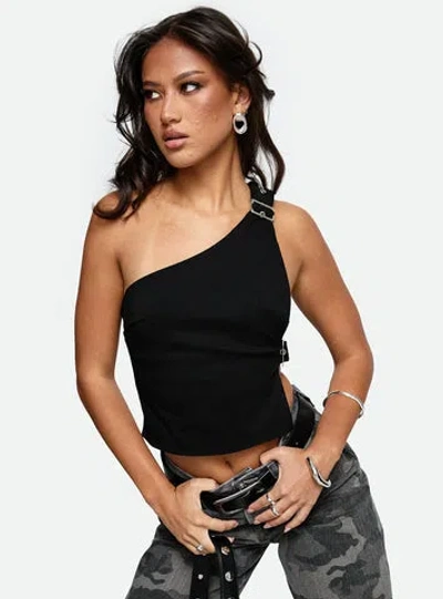 Princess Polly Buckled Down One Shoulder Top In Black