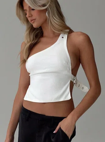 Princess Polly Buckled Down One Shoulder Top In White