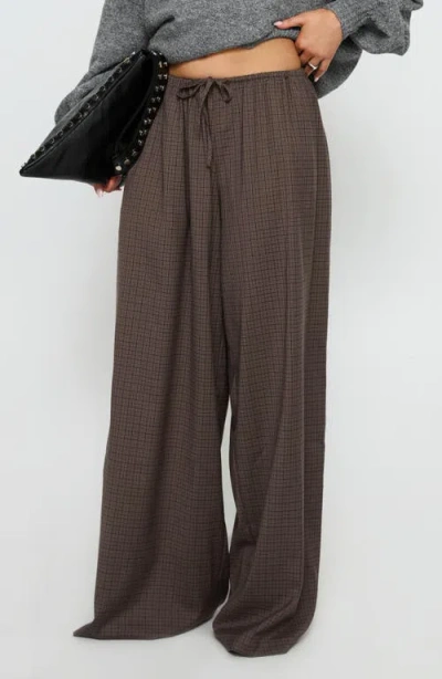 Princess Polly Bungala Drawstring Wide Leg Pants In Brown