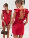 Princess Polly Butacup Ruffle Satin Minidress In Red