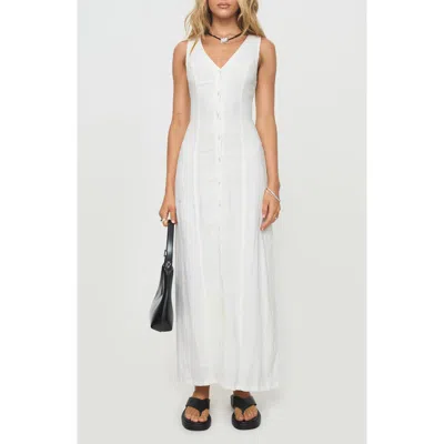 Princess Polly Button Front Linen Blend Maxi Dress In White